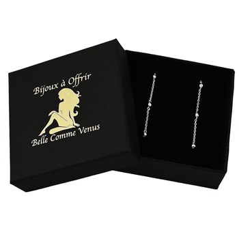 Silver 925 Rhodium chain earrings with beads