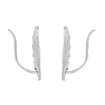 Silver 925 Rhodium leaf earrings with zirconium oxide