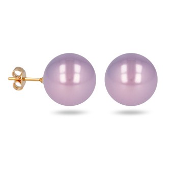 Boucles d'oreille plaqué or perle d'imitation de Majorque violet 14MM