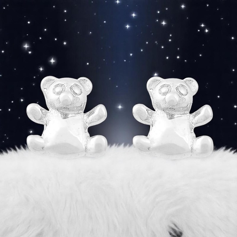 Boucles d'oreilles petit ourson Argent 925 Rhodié - vue 4