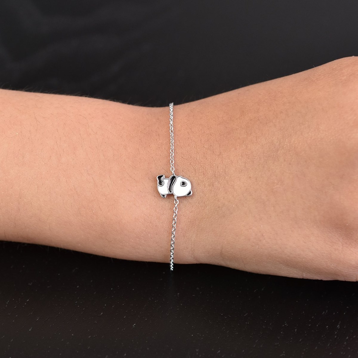 Bracelet Panda Argent 925 Rhodié - Bijou Émaillé Collection Enfant - vue 4