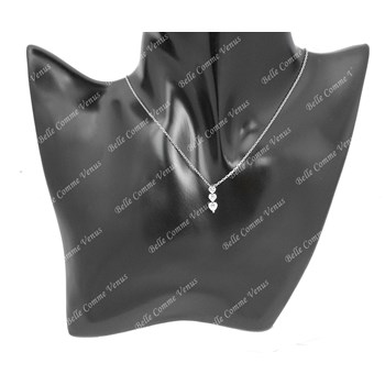 Necklace 3 zirconium oxide hearts Silver 925 Rhodium plated