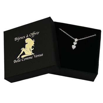 Necklace 3 zirconium oxide hearts Silver 925 Rhodium plated