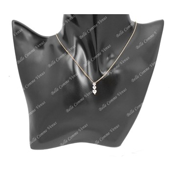 Necklace 3 zirconium oxide hearts GOLD plated 750 3 microns