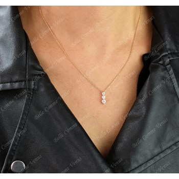 Necklace 3 zirconium oxide hearts GOLD plated 750 3 microns