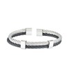 Bracelet Homme double cable acier Bicolore Noir et Gris 'EDEN' - vue V1