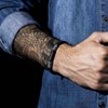 Bracelet Homme cuir noir et détail gris 'ROPE' - vue V2