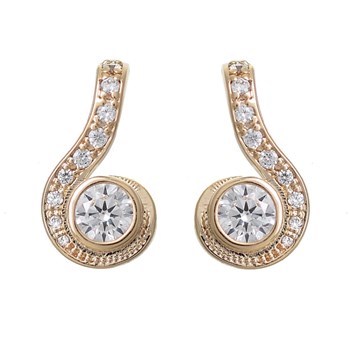 Boucles d'oreilles spirale d'oxyde de zirconium rond Plaqué OR 750 3 microns