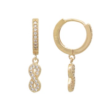 Creole infinity earrings set with zirconium oxide 750 gold-plated 3 microns