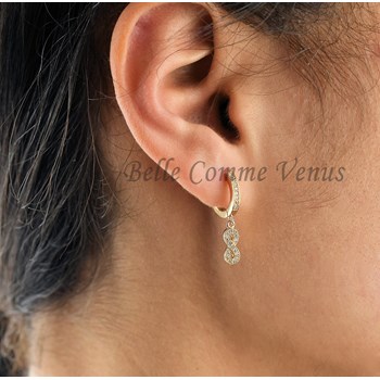 Creole infinity earrings set with zirconium oxide 750 gold-plated 3 microns