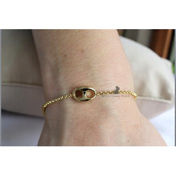 Bracelet grain de café maille jaseron Plaqué OR 750 3 microns