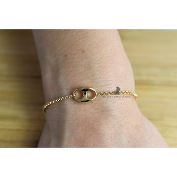 Bracelet grain de café maille jaseron Plaqué OR 750 3 microns