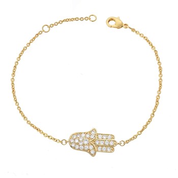 Bracelet main de Fatma sertie d'oxyde de zirconium Plaqué OR 750 3 microns