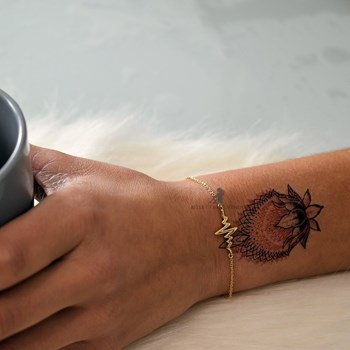 Bracelet électrocardiogramme rythme du coeur Plaqué OR 750 3 microns