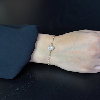 Bracelet goutte solitaire oxyde de zirconium ovale Plaqué OR 750 3 microns