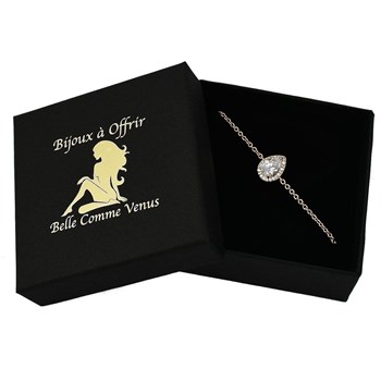 Bracelet goutte solitaire oxyde de zirconium ovale Plaqué OR 750 3 microns