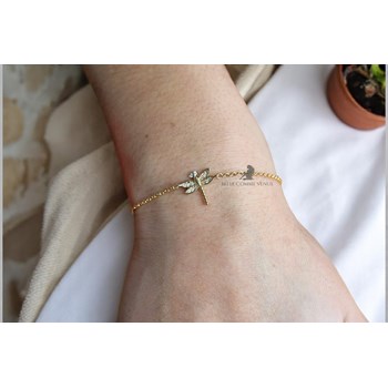 Bracelet libellule oxyde de zirconium Plaqué OR 750 3 microns