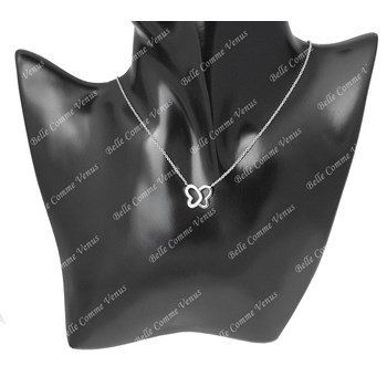 Collier papillon de coeurs oxyde de zirconium Argent 925 Rhodié