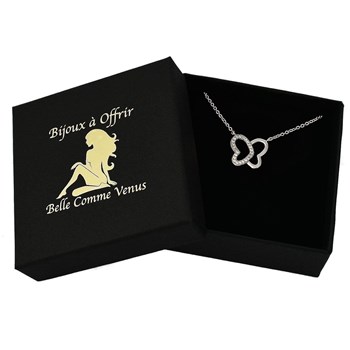 Collier papillon de coeurs oxyde de zirconium Argent 925 Rhodié