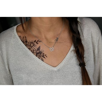 Collier papillon de coeurs oxyde de zirconium Argent 925 Rhodié