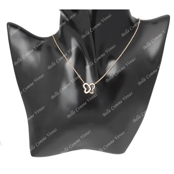 Collier papillon de coeurs oxyde de zirconium Plaqué OR 750 3 microns