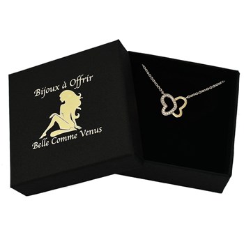 Collier papillon de coeurs oxyde de zirconium Plaqué OR 750 3 microns