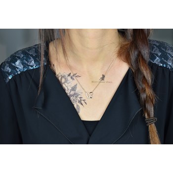 Collier papillon de coeurs oxyde de zirconium Plaqué OR 750 3 microns