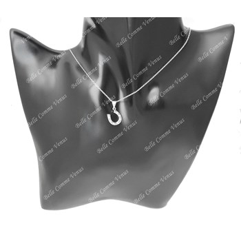 Lucky necklace horseshoe zirconium oxide Silver 925 Rhodium plated