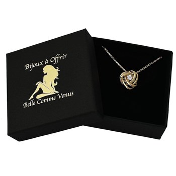 Necklace bow and zirconium oxide GOLD plated 750 3 microns