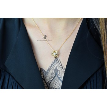 Necklace bow and zirconium oxide GOLD plated 750 3 microns