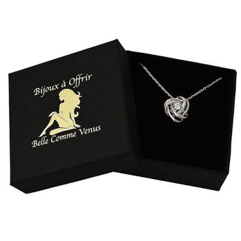 Silver 925 Rhodium bow and zirconium oxide necklace