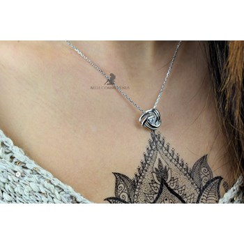 Silver 925 Rhodium bow and zirconium oxide necklace