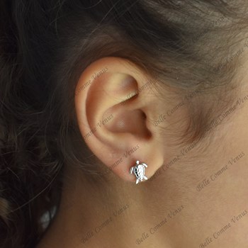 Boucles d'oreilles tortue Argent 925 Rhodié