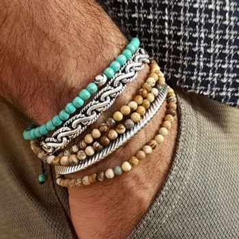 Bracelet Homme 'ELIS' avec perles Turquoise et Argent 925