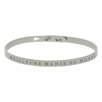'MEILLEURE MAMIE DU MONDE' bracelet jonc argenté à message