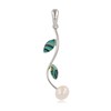 Pendentif ADEN perle de nacre blanche et pétales d'abalone serties argent 925 - vue V1