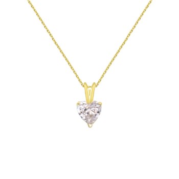 Collier - Pendentif Or Jaune Zirconium Coeur - Femme