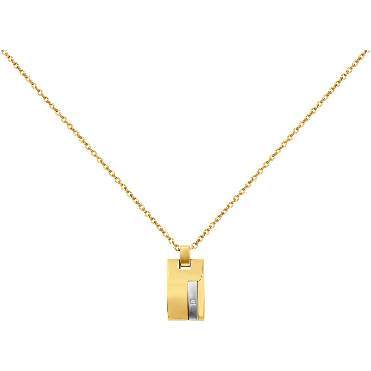 Plaque sur chaîne Christiano en Acier 316L avec diamant blanc