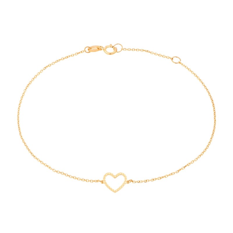 Bracelet Or Jaune Motif Coeur - Femme