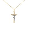 Collier - Médaille Christ sur la Croix Or Bicolore - Femme ou Enfant - vue V1
