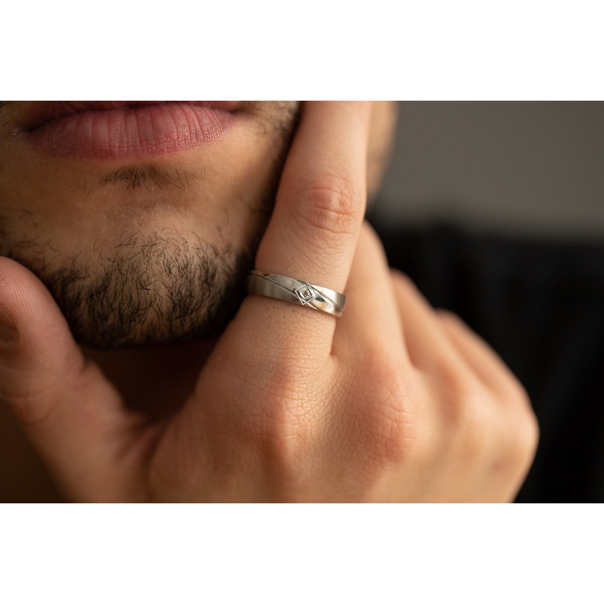 Alliance Glodi en Acier 316L avec diamant blanc - vue 2