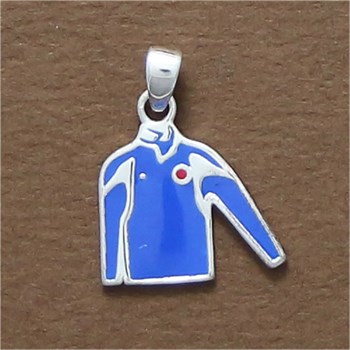 Pendentif rugby : le maillot de rugby émaillé - Argent massif