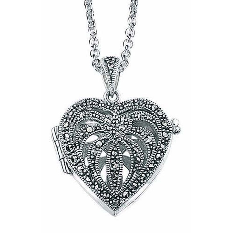 Collier coeur marcassite et sa Chaine de 51 cm en argent 925/1000