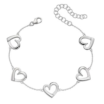 Armband met 5 hartjes in zilver 925/1000
