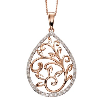 Barok diamanten collier in roze goud 375/1000