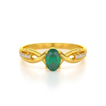 Bague ADEN Or 585 Jaune Emeraude et diamants 1.32grs