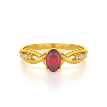 Bague ADEN Or 585 Jaune Rubis et diamants 1.32grs
