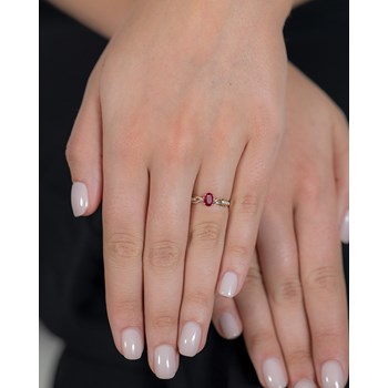 Bague ADEN Or 585 Jaune Rubis et diamants 1.32grs