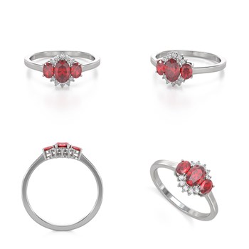 Bague ADEN Or 585 Blanc Rubis et diamants 1.358grs