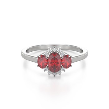 Bague ADEN Or 585 Blanc Rubis et diamants 1.358grs